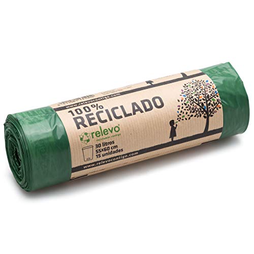 Relevo 100 % recycelte Müllsäcke, 30 Liter, 15 Stück von Relevo