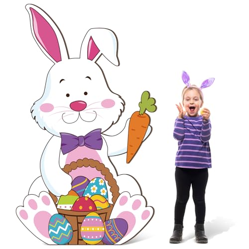 ReliThick Großer Osterhase aus Karton, stehend, 152 cm hoch, Hase, Pappaufsteller für Ostern, Party, Hof, Heimdekoration, Oster-Foto-Op Supplies ReliThick Großer Osterhase aus Karton, stehend, 152 cm hoch, Hase, Pappaufsteller für Ostern, Party, Hof, Heimdekoration, Oster-Foto-Op Supplies von ReliThick