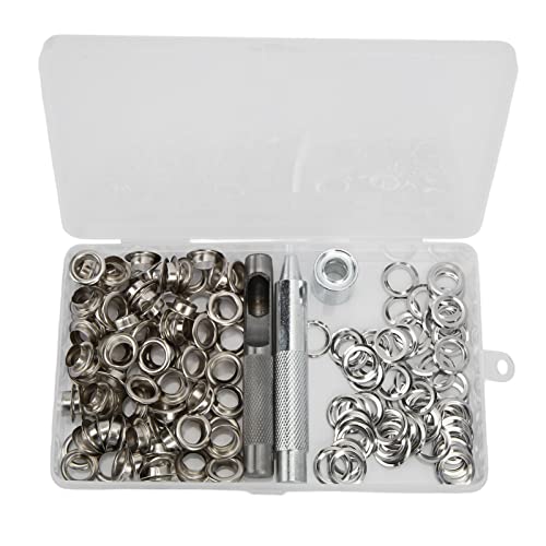 100 Sets Silver Grommets | Sturdy Metal Eyelets for Clothing/Shoes/DIY Crafts | Includes 2 Tools & Storage Box | Long - lasting Iron & Brass Construction (10mm) von Reliant Jazzy