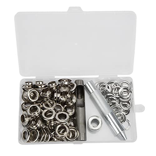 100 Sets Silver Grommets | Sturdy Metal Eyelets for Clothing/Shoes/DIY Crafts | Includes 2 Tools & Storage Box | Long - lasting Iron & Brass Construction (12mm) von Reliant Jazzy