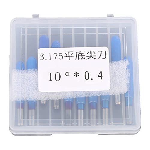 10Pcs Tungsten Steel Engraving Bits | 3.175mm CNC Carving Tools with Blue Plating | for Hardwood / Acrylic / Plastic | 2D & 3D Engraving | 38mm Length ()10°*0.4)) von Reliant Jazzy