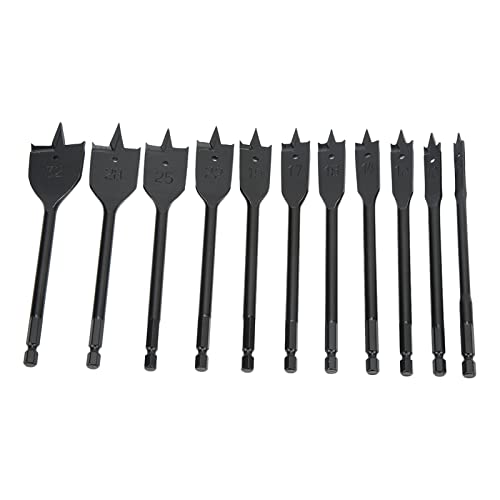 11Pcs Hex Shank Flat Drill Bits | Hard Skilled Black Spade Drill Head for Wood Working | High Carbon Steel with Hex Shank Design | Compatible with Table Drills/Hand Drills 11Pcs Hex Shank Flat Drill Bits | Hard Skilled Black Spade Drill Head for Wood Working | High Carbon Steel with Hex Shank Design | Compatible with Table Drills/Hand Drills von Reliant Jazzy