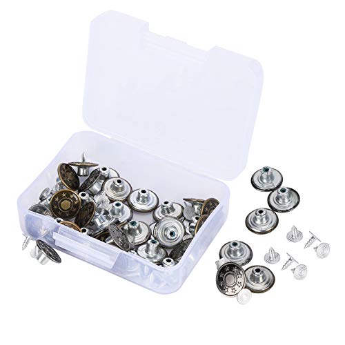 120Pcs Replacement Jeans Buttons | Metal Fastener Tack Kit for Pants/Skirts/Jackets | Strong Iron Buttons with Screws & Storage Box 120Pcs Replacement Jeans Buttons | Metal Fastener Tack Kit for Pants/Skirts/Jackets | Strong Iron Buttons with Screws & Storage Box von Reliant Jazzy
