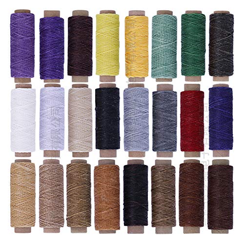 150D Waxed Thread 24 Colors | 50m / 164ft Leather Craft & Shoe Repair | Hand Sewing Cord for DIY/Stitching/Crafting | Sturdy Protected Fiber Monofilament von Reliant Jazzy