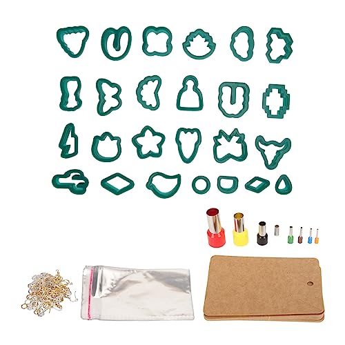 193pcs Synthetische Tonschneider | 25 Edelstahlformen für Ohrringe/Schlüsselringe/Halsketten | DIY Craft Kit mit Accessoires | Urlaubsgeschenk für Künstler und junge Handwerker (Dark Green) von Reliant Jazzy
