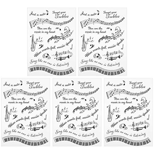 5pcs Clear Silicon Stempel | Musiksymbolmuster für DIY -Karten/Sammelalben | Transparente Briefmarken T1731 für junge Handwerker und Enthusiasten 5pcs Clear Silicon Stempel | Musiksymbolmuster für DIY -Karten/Sammelalben | Transparente Briefmarken T1731 für junge Handwerker und Enthusiasten von Reliant Jazzy