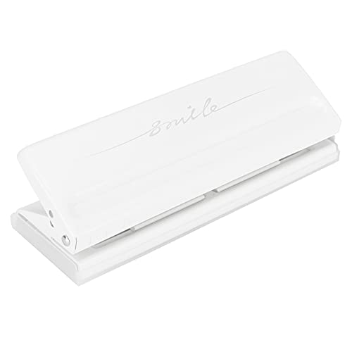 6 - Hole Paper Puncher | Adjustable Spacing 19mm Increment | Manual Hole Punch for Office/School/Home | 3 Colors, Grip - Enhanced Base, 0.6mm Punch Capacity (White) von Reliant Jazzy