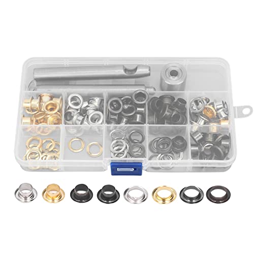 8mm Grommet Eyelet Kit | 160 Metal Eyelets in 4 Colors | Protective Coating for Leather/Shoes/Bags | with Punch Tool & Storage Box von Reliant Jazzy