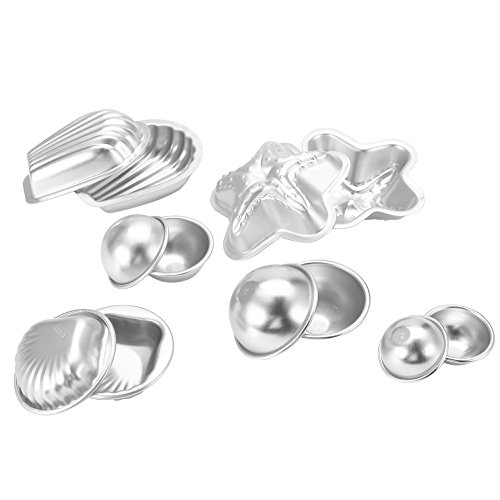 Badebombenformen, Aluminiumlegierung handgefertigte Badebombenformen, sprudelreiche Handwerksdatum für Badebomben und Kuchen, die silbrige Weiße verschiedene Größen und Formen (Kombination 3) von Reliant Jazzy