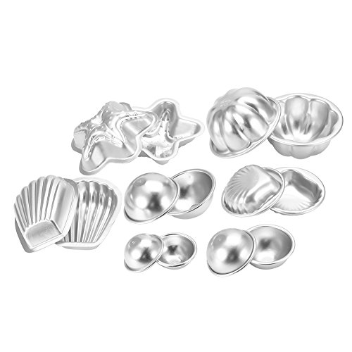 Badebombenformen, Aluminiumlegierung handgefertigte Badebombenformen, sprudelreiche Handwerksdatum für Badebomben und Kuchen, die silbrige Weiße verschiedene Größen und Formen (Kombination 8) von Reliant Jazzy