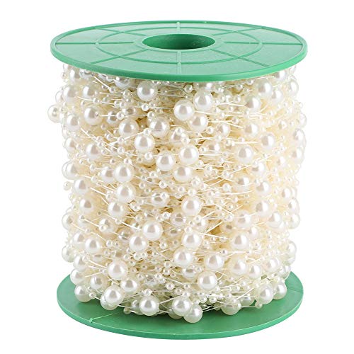 Faux Pearl Bead String | 60M DIY Artificial Beading for Bouquets/Clothes/Crafts | ABS Plastic, 5 Colors, Cut - to - Length (Beige) von Reliant Jazzy