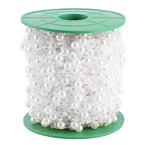Faux Pearl Bead String | 60M DIY Artificial Beading for Bouquets/Clothes/Crafts | ABS Plastic, 5 Colors, Cut - to - Length (White) von Reliant Jazzy