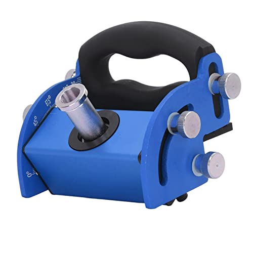 Holzbearbeitungsloch -Locator | Einstellbare 0-90 ° Winkelführung für geneigte Löcher | Aluminiumlegierungspositionierer mit klarer Skala/Bohrhülsen enthalten | Manuelle (Blue) von Reliant Jazzy