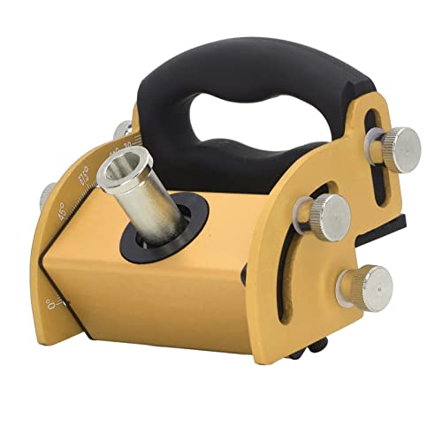 Holzbearbeitungsloch -Locator | Einstellbare 0-90 ° Winkelführung für geneigte Löcher | Aluminiumlegierungspositionierer mit klarer Skala/Bohrhülsen enthalten | Manuelle (Gold) von Reliant Jazzy