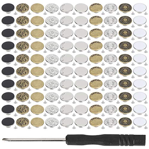 Jeans Button Kit 100Pcs | No Sewing Needed Adjustable Waistline | Brass Snap Buttons for Pants/Jackets/Hats | Convenient DIY Repair Kit with Screwdriver & Storage Box Jeans Button Kit 100Pcs | No Sewing Needed Adjustable Waistline | Brass Snap Buttons for Pants/Jackets/Hats | Convenient DIY Repair Kit with Screwdriver & Storage Box von Reliant Jazzy