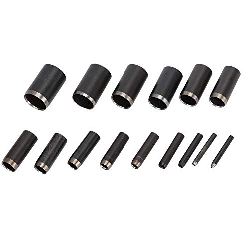 Leather Punch Tool Set | V Shape & Round Hole Perforator | Stainless Steel DIY Kit for Belts/Wallets | 43 Punch Heads Included (A31 round punch 15-piece set) von Reliant Jazzy
