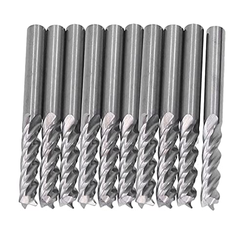 Reliant Jazzy 10pcs Set End Mills, Mahlschneider 4 Flöten -Wolframstahl, CNC -Router -Bits, langlebiges Gravurwerkzeug für Acryl MDF PVC 3.175x15mmmm von Reliant Jazzy