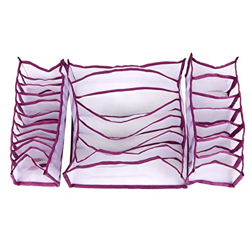 Reliant Jazzy Foldable Underwear Storage Box Set of 3 | Bra/Socks/Ties Organizer with Compartments | Nylon Fabric Drawer Dividers for Closet | Space - Saving & Odor - Controlling (Violet) von Reliant Jazzy