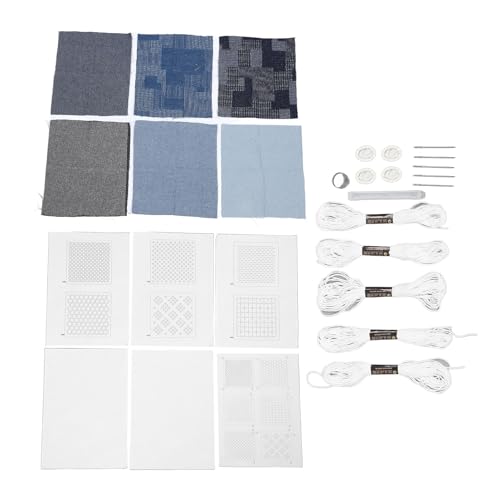 Reliant Jazzy Sashiko Stickerei Starter Kit | Wasserlöslicher Stoff für Handstickerei/Kleidungsdekoration/DIY -Kunsthandwerk | Tragbares multifunktionales Kit mit 16 Zubehör von Reliant Jazzy