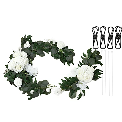 Reliant Jazzy Wedding Floral Decorations 2 Set | Rose Shape Lifelike Vivid Color | Scentless Welcome Flower Decor for Wedding Signs/Home/Holidays | 4 Clips & 4 Straps Included (18063-BS) von Reliant Jazzy