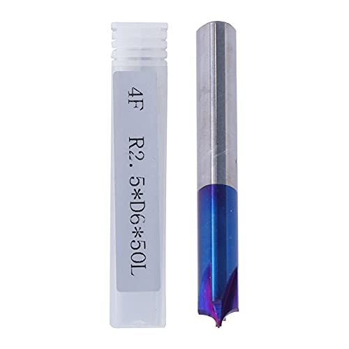 Tungsten Steel CNC Router Bits | Upcut Spiral Design for Fine Carving & Slicing | Router Bit for Wood / Acrylic / Fiberglass | Nano Blue Coating, Industrial Grade (R2.5*D6*50L) von Reliant Jazzy