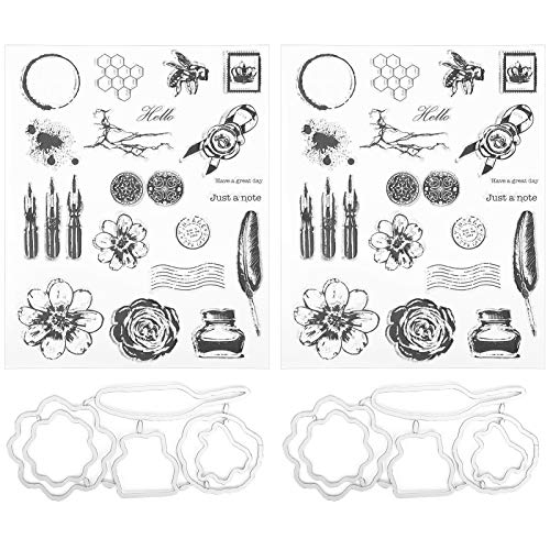 Vintage Clear Stamp Set | 2 Pack Transparent Stamps for Card Making/Scrapbooking/DIY Crafts | Reusable Synthetic Rubber Material with 2 Cutting Dies | 7 Inch & 5.6 Inch Sizes Vintage Clear Stamp Set | 2 Pack Transparent Stamps for Card Making/Scrapbooking/DIY Crafts | Reusable Synthetic Rubber Material with 2 Cutting Dies | 7 Inch & 5.6 Inch Sizes von Reliant Jazzy