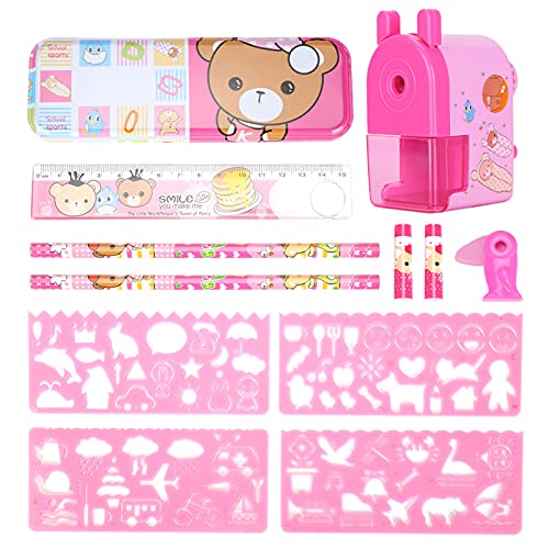 Youngster School Stationery Set | Specht - geformter Radiergummi & 17,5 cm Stifte | Vollständige Studienkunstartikel für Klassenzimmer/Zuhause/Kindergarten | Sicher und (Pink) von Reliant Jazzy
