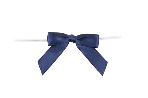Reliant Ribbon 100 Stück Schleife, 6,5 mm Spannweite x 4,75 cm Schwänze, Twist Band, Marineblau, 1,6 cm von Reliant Ribbon