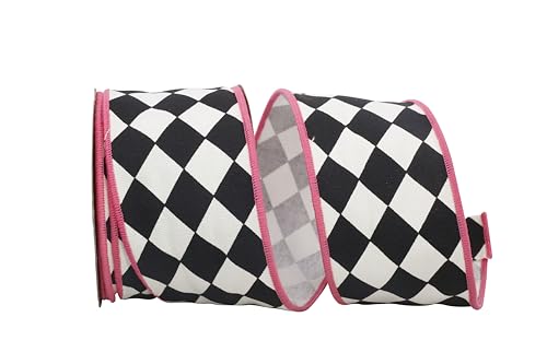 Reliant Ribbon 77254M-029-40F Diamond Classic Wired Edge Band, schwarz/pink, 2-1/2 Inch X 10 Yards Reliant Ribbon 77254M-029-40F Diamond Classic Wired Edge Band, schwarz/pink, 2-1/2 Inch X 10 Yards von Reliant Ribbon
