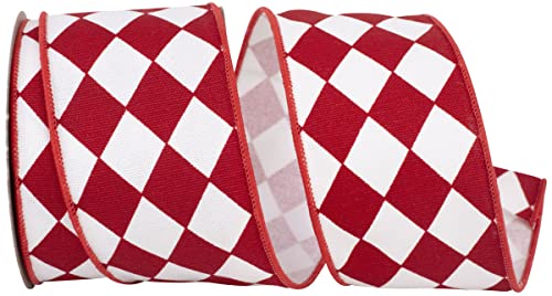 Reliant Ribbon 77254M-695-40F Diamond Classic Wired Edge Band, rot/weiß, 2-1/2 Inch X 10 Yards von Reliant Ribbon