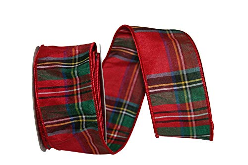Reliant Ribbon 92351W-065-40F Alford Plaid Wired Edge Band, rot, 2-1/2 Inch X 10 Yards von Reliant Ribbon