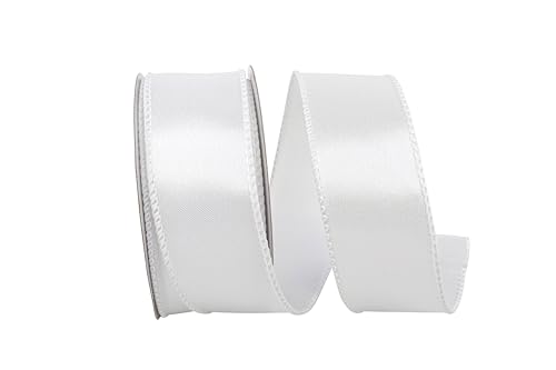 Reliant Ribbon 92575W-030-09F Satinband mit Drahtrand, 3,8 cm x 9,1 m, Weiß von Reliant Ribbon
