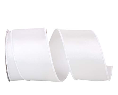 Reliant Ribbon 92575W-030-40F Satinband Stoffband mit Drahtrand, 5,4 cm x 9,1 m, Weiß von Reliant Ribbon