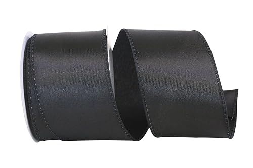 Reliant Ribbon 92575W-031-40F Satinband mit Drahtrand, 5,4 cm x 9,1 m, Schwarz von Reliant Ribbon