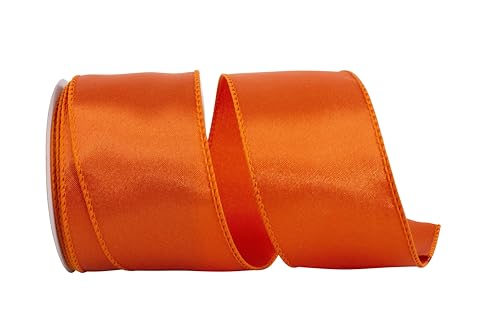 Reliant Ribbon 92575W-058-40F Satinband mit Drahtrand, 5,4 cm x 9,1 m, Orange von Reliant Ribbon