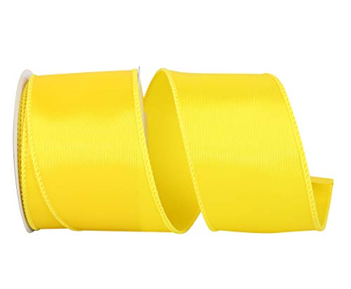 Reliant Ribbon 92575W-079-40F Satinband mit Drahtrand, 5,4 cm x 9,1 m, Gelb von Reliant Ribbon