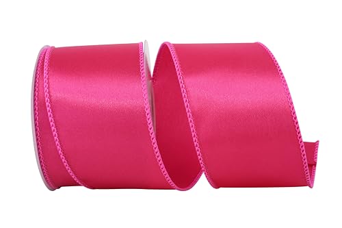 Reliant Ribbon 92575W-222-40F Satinband mit Drahtrand, 5,4 cm x 9,1 m, Fuchsia von Reliant Ribbon