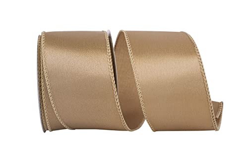Reliant Ribbon 92575W-974-40F Satinband mit Drahtrand, 5,4 cm x 9,1 m, Antikgold von Reliant Ribbon