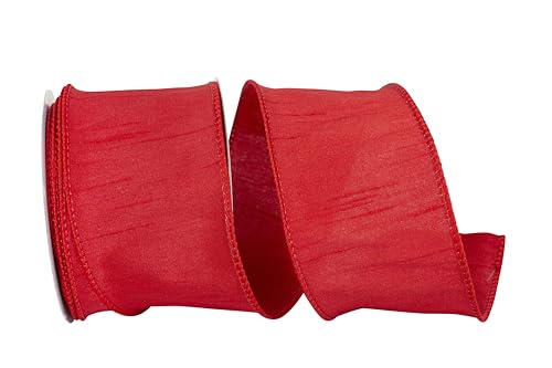 Reliant Ribbon 92975W-065-40F Dupioni Supreme Wired Edge Band, rot, 2-1/2 Inch X 10 Yards von Reliant Ribbon