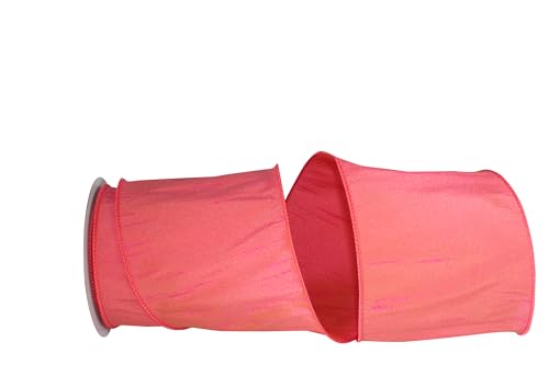 Reliant Ribbon 92975W-907-10F Dupioni Supreme Wired Edge Band, korallenrot, 4 Inch X 10 Yards von Reliant Ribbon