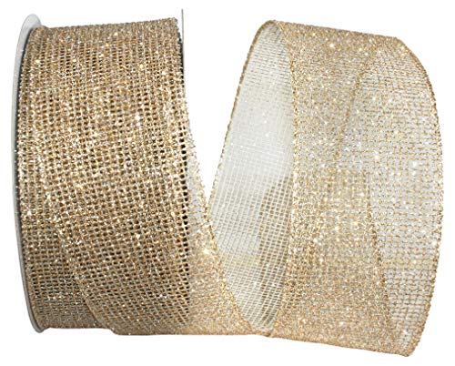 Reliant Ribbon 93290W-990-40H Glitter Web Mesh Metallic Wired Edge Band, Polyester, Gold/Silber, 2-1/2 Inch X 20 Yards Reliant Ribbon 93290W-990-40H Glitter Web Mesh Metallic Wired Edge Band, Polyester, Gold/Silber, 2-1/2 Inch X 20 Yards von Reliant Ribbon