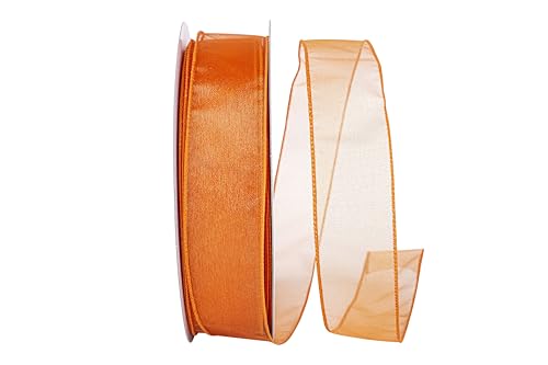 Reliant Ribbon 99908W-058-09K Sheer Lovely Value Band mit Drahtrand, 3,8 cm x 45,7 m, Orange von Reliant Ribbon