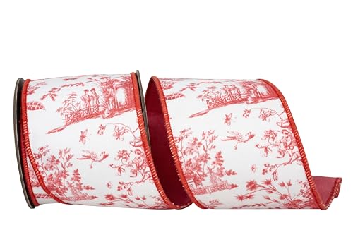 Reliant Ribbon Asian Vista Chinoiserie Deluxe Schleifenband mit Drahtrand, Korallenrot Reliant Ribbon Asian Vista Chinoiserie Deluxe Schleifenband mit Drahtrand, Korallenrot von Reliant Ribbon