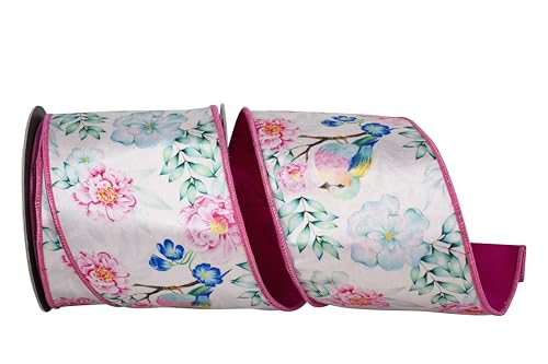 Reliant Ribbon Bird Song Deluxe-Schleifenband mit Dupioni-Rückseite, Drahtrand, Alpenveilchen von Reliant Ribbon