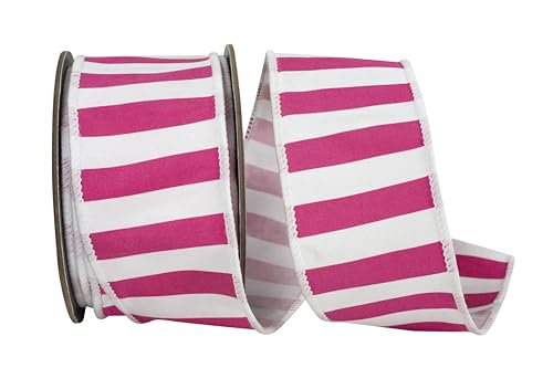 Reliant Ribbon Cabana Stripe Deluxe Schleifenband mit Drahtrand, Fuchsia von Reliant Ribbon