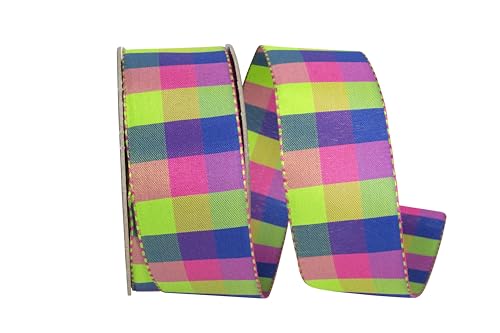 Reliant Ribbon Celine Schleifenband mit Drahtrand, kariert, gewebt, Zitrus/Fuchsia Reliant Ribbon Celine Schleifenband mit Drahtrand, kariert, gewebt, Zitrus/Fuchsia von Reliant Ribbon