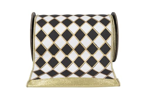 Reliant Ribbon Diamond Elite Metallic Outline Deluxe Schleifenband mit Drahtrand, Schwarz/Weiß Reliant Ribbon Diamond Elite Metallic Outline Deluxe Schleifenband mit Drahtrand, Schwarz/Weiß von Reliant Ribbon
