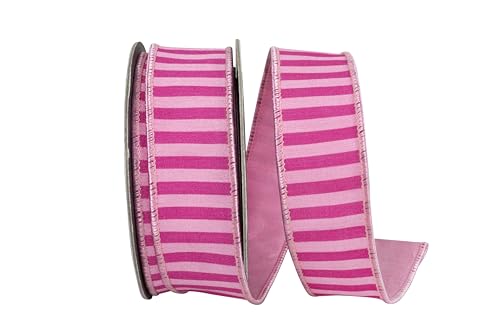 Reliant Ribbon Dupioni Deluxe Band mit Drahtrand, gestreift, Fuchsia/Pink von Reliant Ribbon