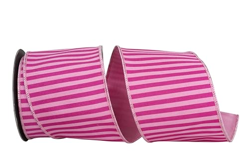 Reliant Ribbon Dupioni Deluxe Band mit Drahtrand, gestreift, Fuchsia/Pink von Reliant Ribbon