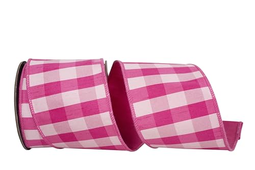 Reliant Ribbon Dupioni Schleifenband mit Drahtrand, kariert, Fuchsia/Rosa Reliant Ribbon Dupioni Schleifenband mit Drahtrand, kariert, Fuchsia/Rosa von Reliant Ribbon